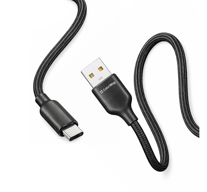ColorWay Кабель ColorWay USB - USB Type-C (M/M), TPE embossed, 3А, 2 м, Black (CW-CBUC102-BK)
