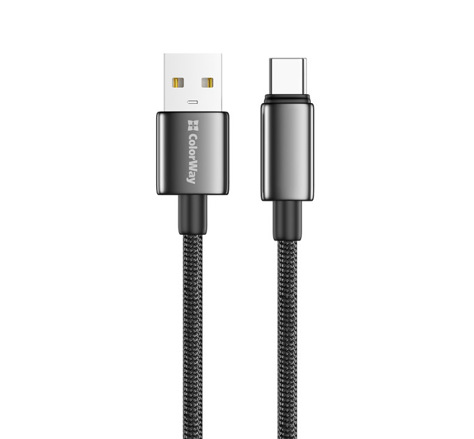 ColorWay Кабель ColorWay USB - USB Type-C (M/M), zinc alloy braided, 3А, 1 м, Black (CW-CBUC098-BK)