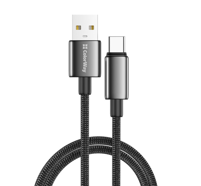 ColorWay Кабель ColorWay USB - USB Type-C (M/M), zinc alloy braided, 3А, 1 м, Black (CW-CBUC098-BK)