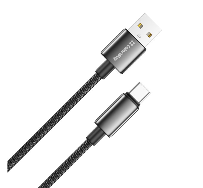 ColorWay Кабель ColorWay USB - USB Type-C (M/M), zinc alloy braided, 3А, 1 м, Black (CW-CBUC098-BK)