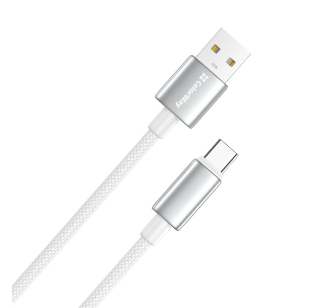 ColorWay Кабель ColorWay USB - USB Type-C (M/M), zinc alloy braided, 3А, 1 м, White (CW-CBUC098-WT)