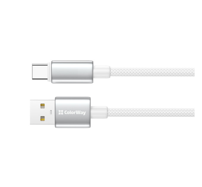 ColorWay Кабель ColorWay USB - USB Type-C (M/M), zinc alloy braided, 3А, 1 м, White (CW-CBUC098-WT)