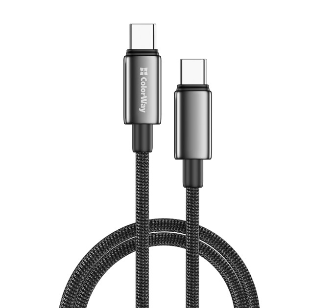 ColorWay Кабель ColorWay USB Type-C - USB Type-C (M/M), zinc alloy braided, 5А, 1 м, Black (CW-CBPDCC098-BK)