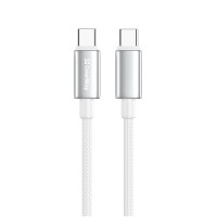 Кабель ColorWay USB Type-C - USB Type-C (M/M), zinc alloy braided, 5А, 1 м, White (CW-CBPDCC098-WT)