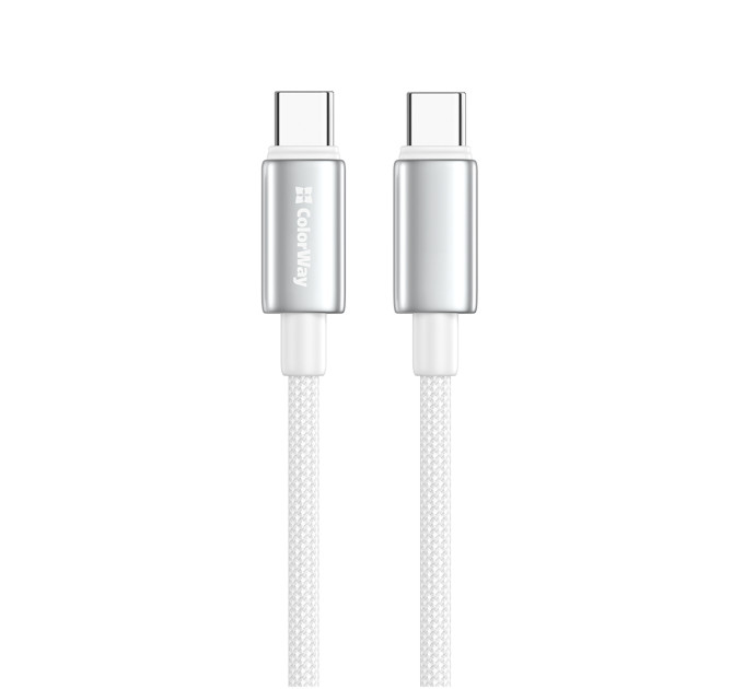 ColorWay Кабель ColorWay USB Type-C - USB Type-C (M/M), zinc alloy braided, 5А, 1 м, White (CW-CBPDCC098-WT)