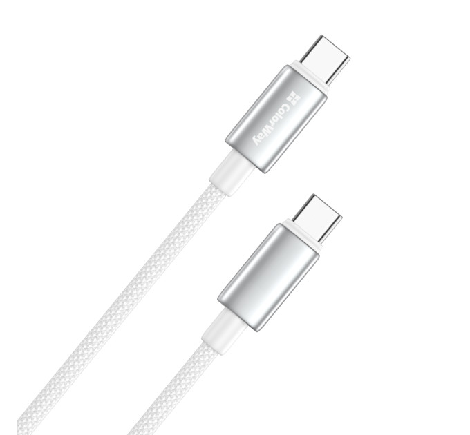 ColorWay Кабель ColorWay USB Type-C - USB Type-C (M/M), zinc alloy braided, 5А, 1 м, White (CW-CBPDCC098-WT)