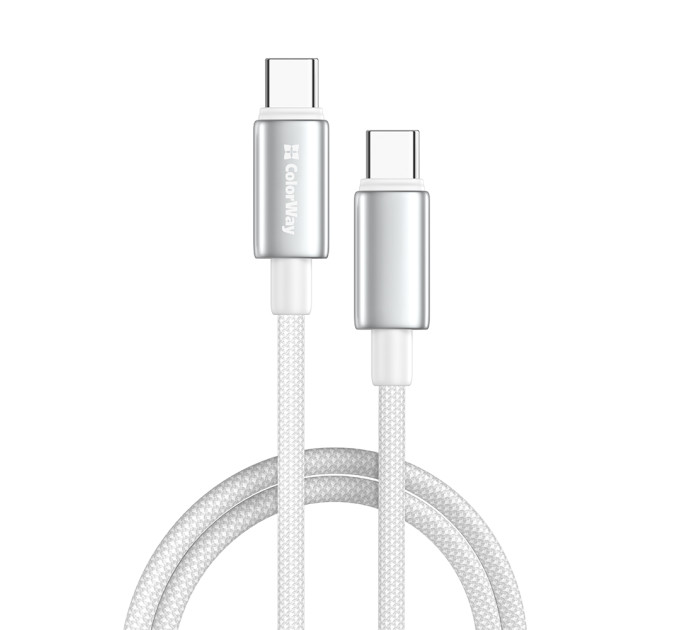 ColorWay Кабель ColorWay USB Type-C - USB Type-C (M/M), zinc alloy braided, 5А, 1 м, White (CW-CBPDCC098-WT)