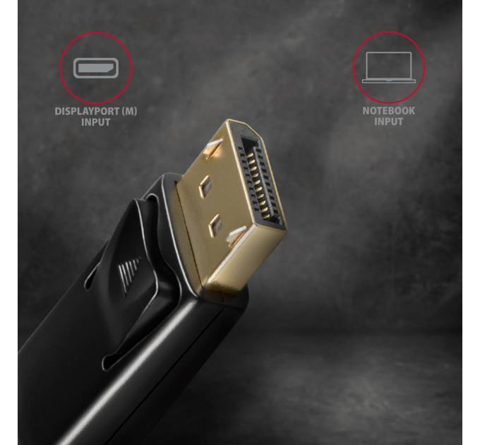 AXAGON Кабель AXAGON RVD-HI14C2 HDMI-DisplayPort, 1.8m, 4K/30Hz, чорний