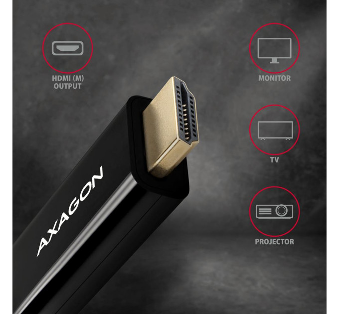 AXAGON Кабель AXAGON RVD-HI14C2 HDMI-DisplayPort, 1.8m, 4K/30Hz, чорний