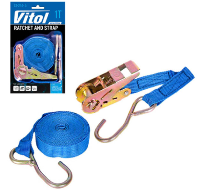 VITOL Стяжний ремінь VITOL 1т ST-214- 5 25мм х 5м (ST 214-5)