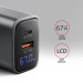AXAGON Мережевий зарядний пристрій з дисплеєм AXAGON ACU-PQ67D, 2x port (USB + USB-C), PD3.0/QC4+/PPS/Apple, 67W, сірий