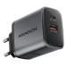 AXAGON Мережевий зарядний пристрій AXAGON ACU-PQ67, 2x port (USB + USB-C), PD3.0/QC4+/PPS/Apple, 67W, сірий