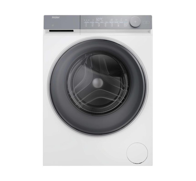 Haier HA Пральна машина Haier фронтальна, 9кг, 1400, B, 45.2см, дисплей, пара, інвертор, люк сірий, прямий привід, білий