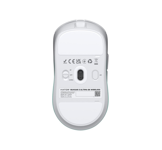 Hator Мишка Hator Quasar 3 Ultima 8K Wireless/Bluetooth/USB White/Mint (HTM761)