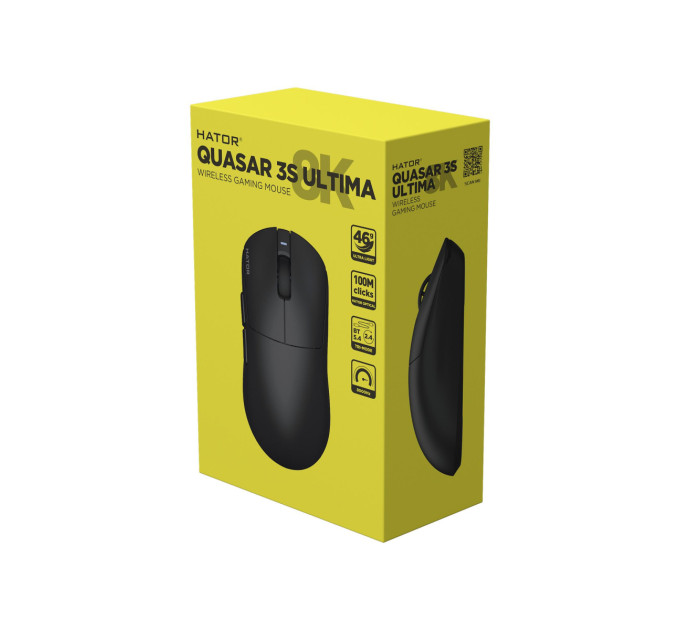 Hator Мишка Hator Quasar 3S Ultima 8K Wireless/Bluetooth/USB Black (HTM660)