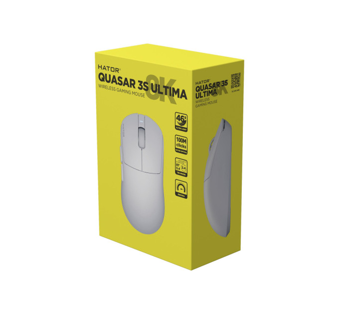 Hator Мишка Hator Quasar 3S Ultima 8K Wireless/Bluetooth/USB White (HTM661)