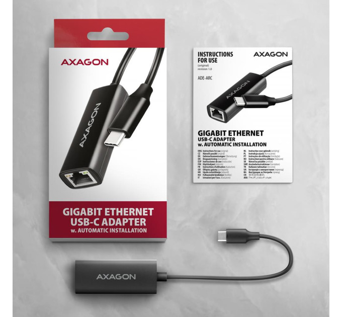 AXAGON Мережевий адаптер AXAGON ADE-ARC USB-C 1 gigabit, чорний