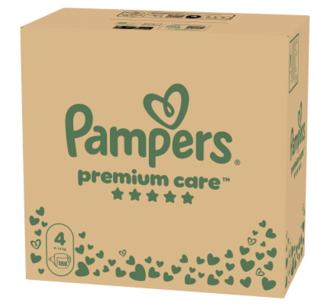 Pampers Підгузки Pampers Premium Care Розмір 4 (9-14 кг) 188 шт (8006530223829)