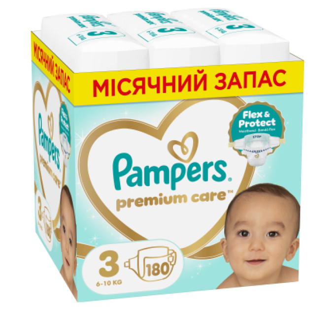 Pampers Підгузки Pampers Premium Care Розмір 3 (6-10 кг) 180 шт (8006530223720)