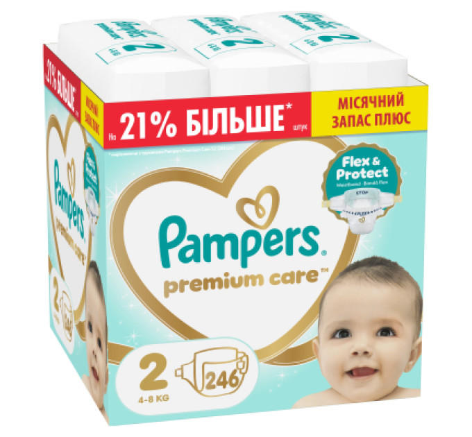 Pampers Підгузки Pampers Premium Care Розмір 2 (4-8 кг) 246 шт (8006530223522)