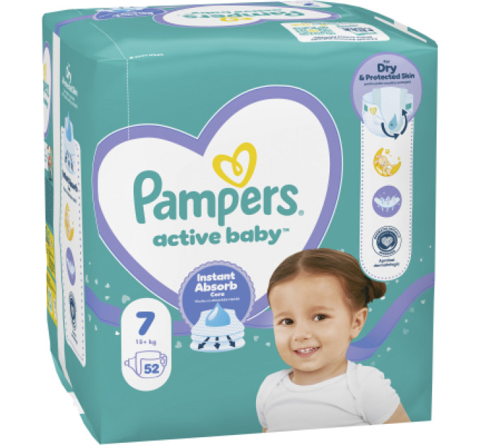 Pampers Підгузки Pampers Active Baby Розмір 7 (15+ кг) 52 шт (8006530230131)