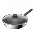 Tefal Kitchenware Сковорода ВОК Emotion+ Power, з кришкою, 28см, нержавіюча сталь, серцевина-алюміній, хромована сталь, бакеліт, скло