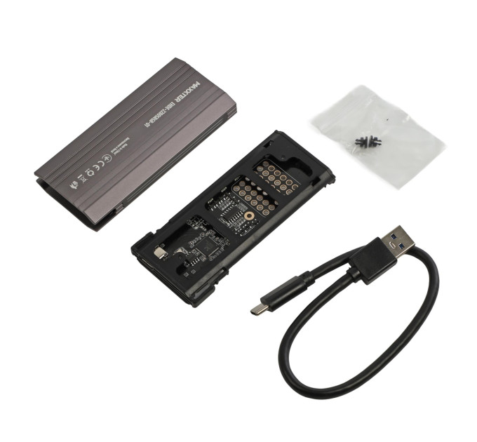 Maxxter Зовнішня кишеня Maxxter M.2 NVMe PCIe, USB 3.1 Type-C Gen2, RGB, Metal, Black (EHDE-2280SRGB-01)