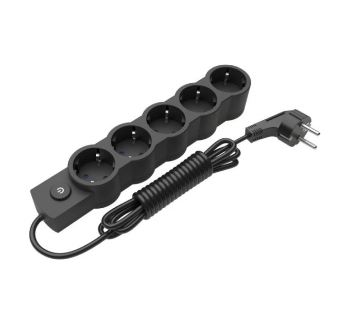 Electrum Подовжувач блоковий (PP) Electrum 5 розеток 5 м з вимикачем та заземленням Black (C-ES-1549)