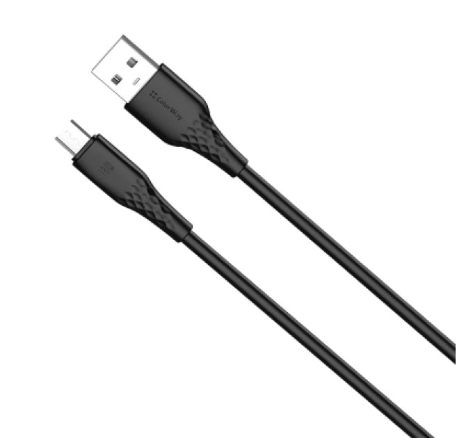 ColorWay Дата кабель USB 2.0 AM to Micro 5P 1.0m 3A textured PVC black ColorWay (CW-CBUM094-BK)