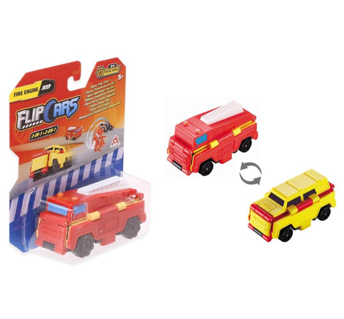 Flip Cars Машина Flip Cars 2 в 1 Пожежний автомобіль і Позашляховик (EU463875-05)