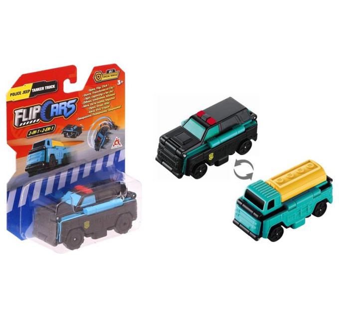 Flip Cars Машина Flip Cars 2 в 1 Поліцейський позашляховик і Автоцистерна (EU463875-08)