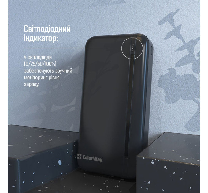 ColorWay Універсальна мобільна батарея ColorWay Portable Charger 20000mAh Black (CW-PB200LPB4BK-PD)