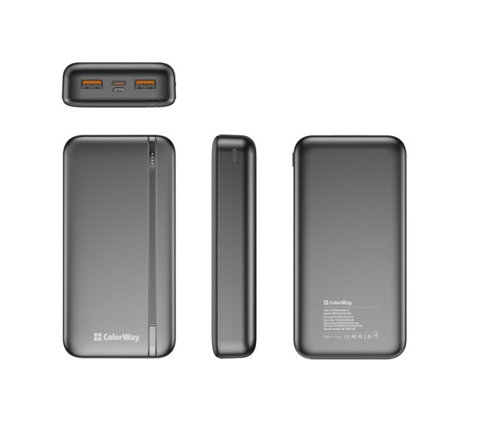 ColorWay Універсальна мобільна батарея ColorWay Portable Charger 20000mAh Black (CW-PB200LPB4BK-PD)