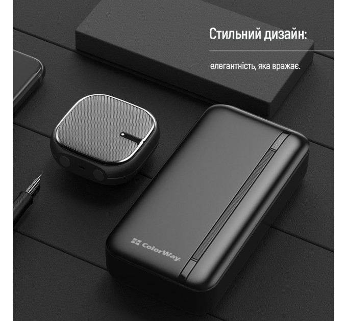 ColorWay Універсальна мобільна батарея ColorWay Portable Charger 20000mAh Black (CW-PB200LPB4BK-PD)