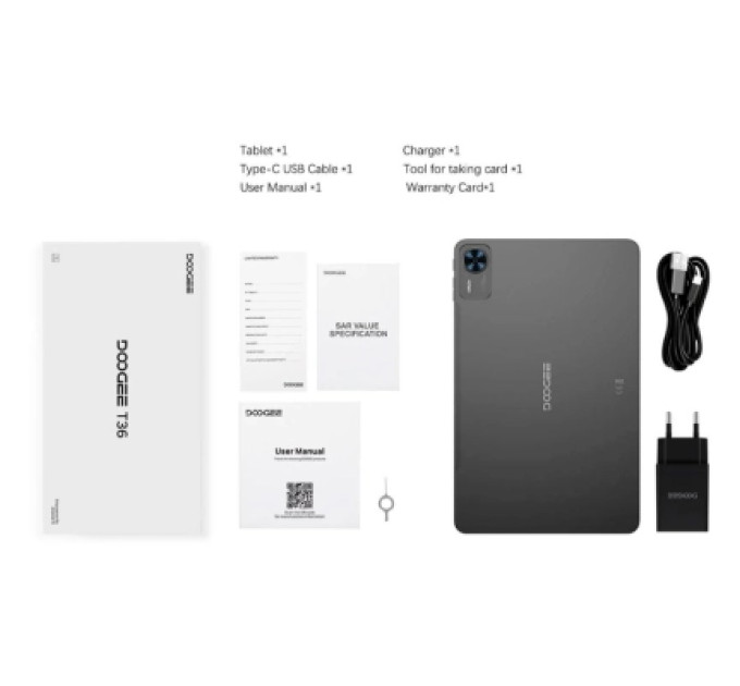 Doogee Планшет Doogee T36 12" 8/256Gb 4G (LTE) Urban Black (6923740246993)