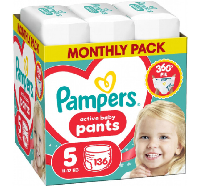 Pampers Підгузки Pampers Active Baby Pants Розмір 5 (11-17 кг) 136 шт (8006530305679)