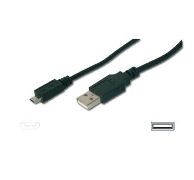 DIGITUS Retail Кабель DIGITUS USB 2.0 (AM/micro B) 0.9м, чорний