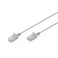 DIGITUS SCS Патч-корд DIGITUS CAT 6 U-UTP Sliim, 0.5 м, AWG 32/7, Cu, LSZH, сірий