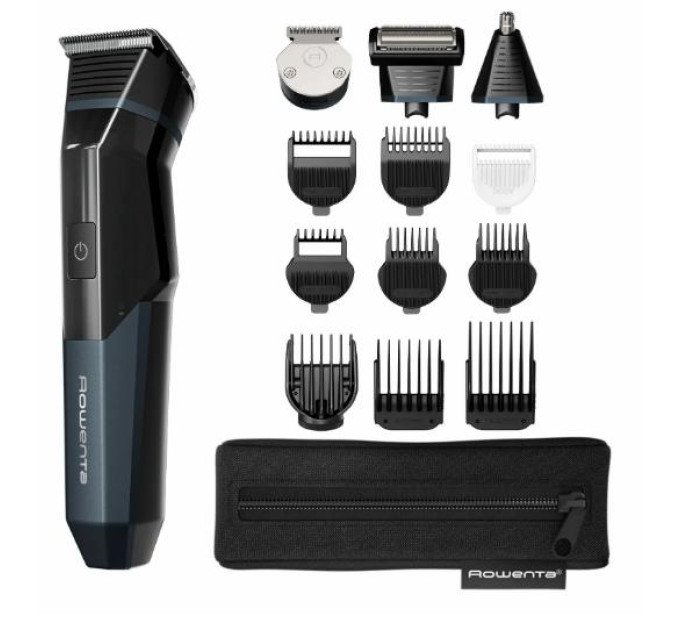 Rowenta Тример Rowenta X Series 700, для голови, носа, вух і тіла, мережа+акум., роторний мотор, насадок-12, чохол, титан.напил., чорно-синій