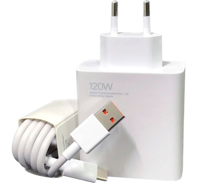 Xiaomi Зарядний пристрій Xiaomi 120W HyperCharge Combo USB-A White (BHR9462EU) + кабель Type-C
