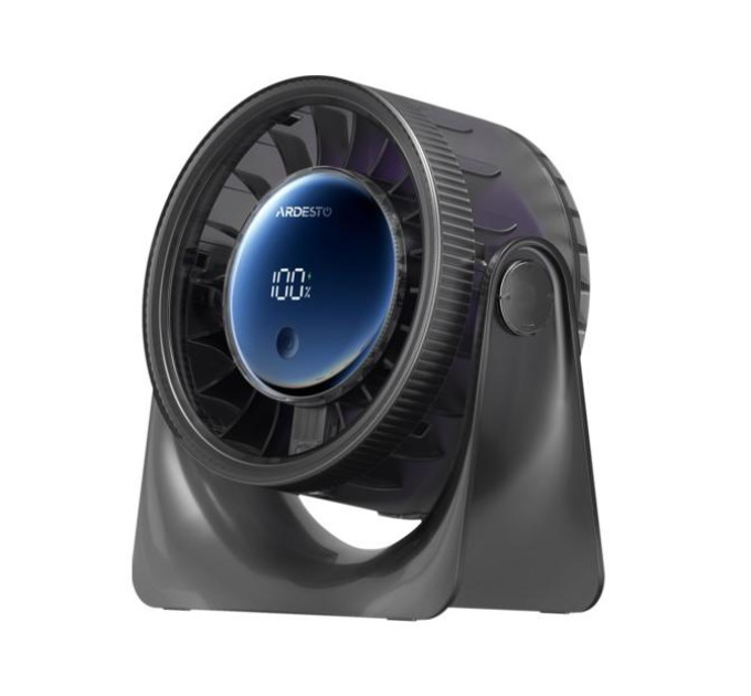 ARDESTO Climate Вентилятор ARDESTO OneBreeze FT-M95B настільний, 12см, дисплей, акумулятор, USB-A Type-C, сірий