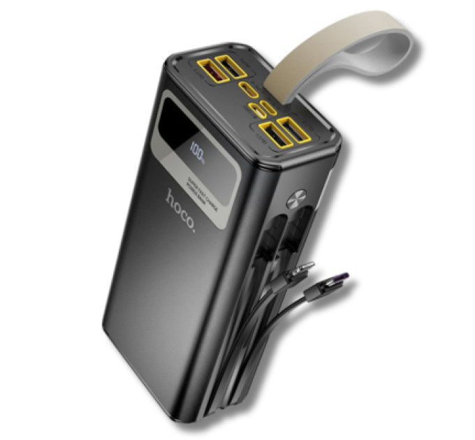 HOCO Батарея універсальна HOCO 30000mAh Plentiful 22.5W, built-in cables, LED, Black (DB58 / 715030)