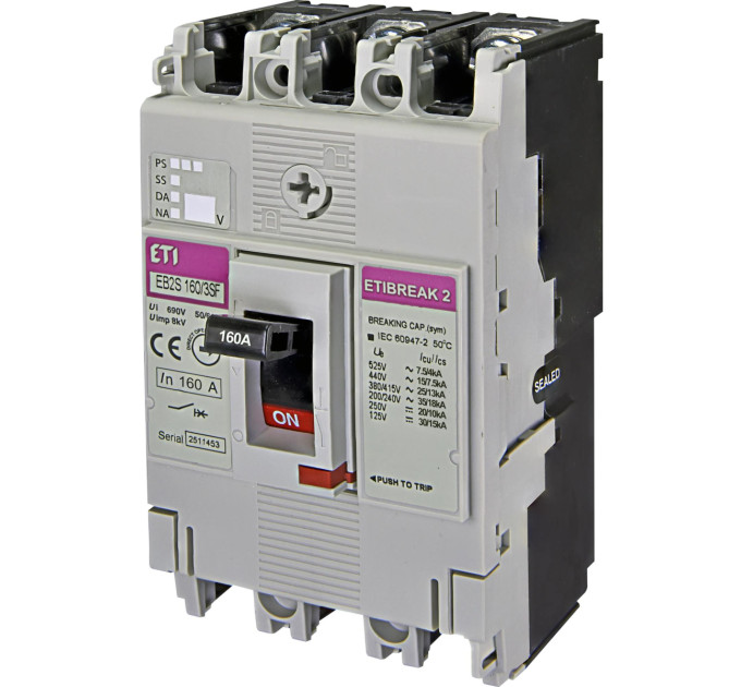 ETI Автоматичний вимикач ETI EB2S 160/3SF 160A 3p (25 kA) (4671837)