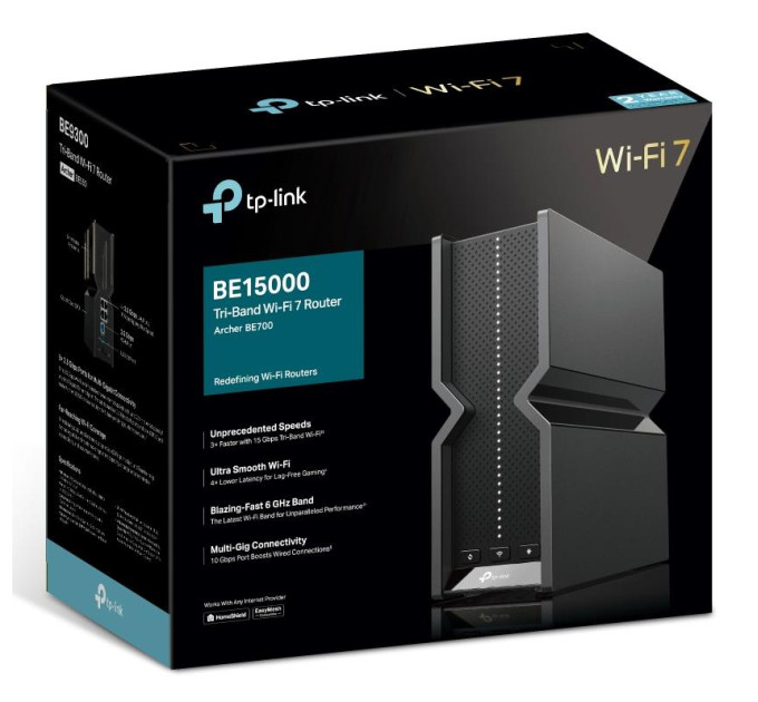 TP-Link Точка доступу з функцією маршрутизації, мережеве обладнання 15000MBPS WI-FI 7 TRI-BAND ARCHER BE700 TP-LINK