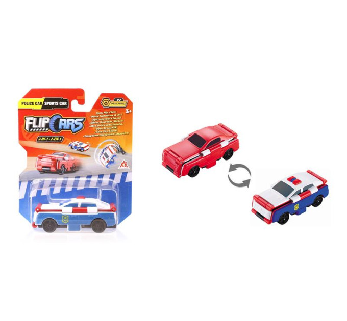 Flip Cars Машинка-трансформер Flip Cars 2в1 Спецтранспорт, Поліцейський автомобіль і Спорткар