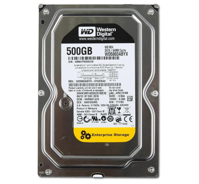WD_ Накопичувач HDD SATA  500GB WD RE4 7200rpm 64МB (WD5003ABYX)  гар. 12 мiс.