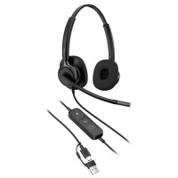 Гарнітура комп'ютерна стерео On-ear HP Poly Mission 425, USB-A, USB-C, Uni-mic, AI noise cancelling, Cертифікати Teams, Zoom, Google Meet, чорний