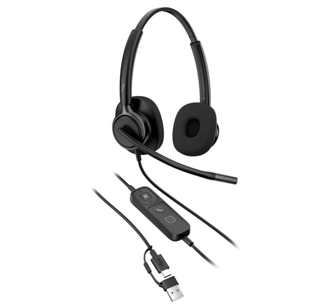 Poly Гарнітура комп'ютерна стерео On-ear HP Poly Mission 425, USB-A, USB-C, Uni-mic, AI noise cancelling, Cертифікати Teams, Zoom, Google Meet, чорний