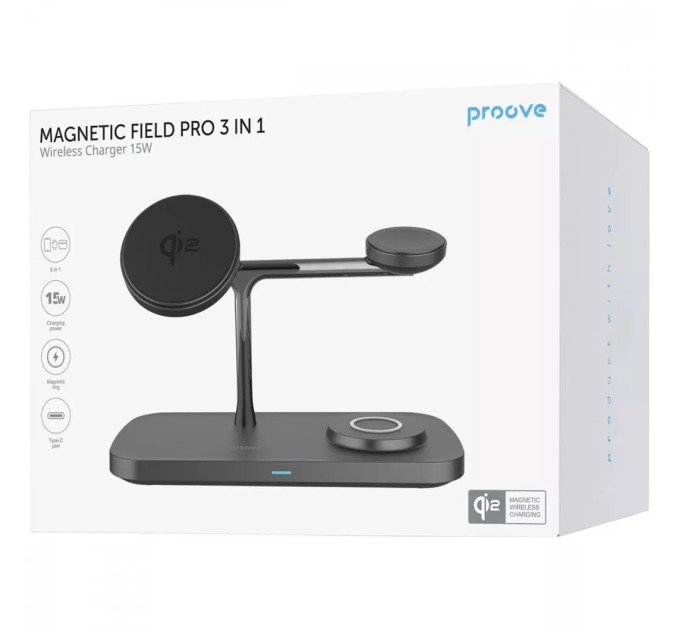 Proove Бездротовий зарядний пристрій Proove Magnetic Field Pro 15W Black (WSMP15002001)