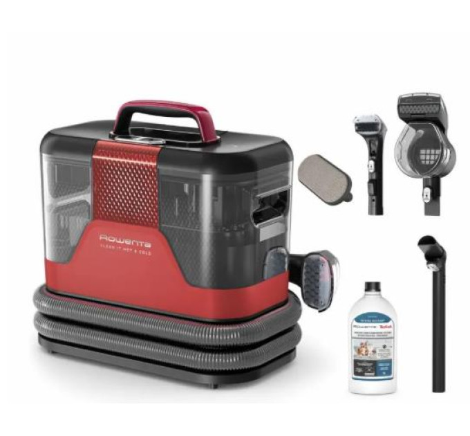 Rowenta Пилосос Rowenta миючий Clean It Hot & Cold, 1150Вт, конт пил -1,5л, вода -2,3л, 13500 Па, 2 насадки, чорно-червоний